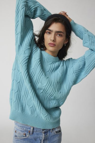 Urban Renewal Remade Overdyed Oversized Crew Sweater In Blue, Women's At Urban Outfitters