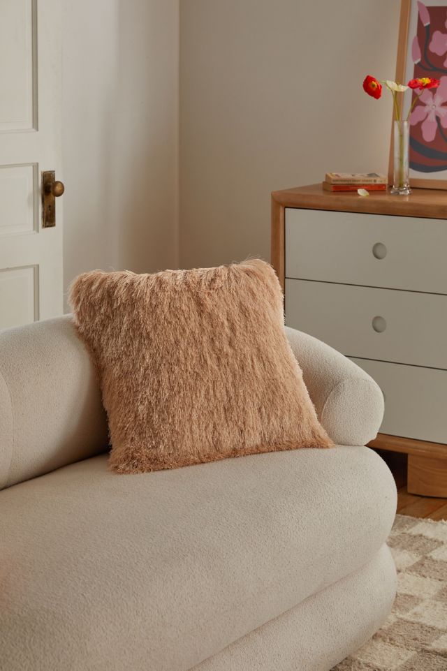 Shag Throw Pillow in Beige at Urban Outfitters