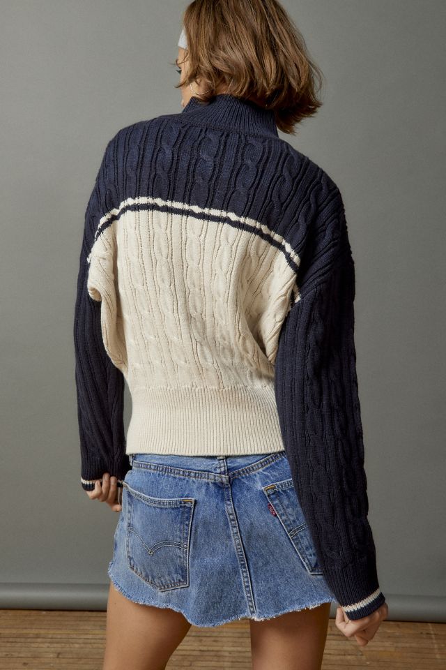 BDG Briar Cable Knit Zip-Up Cardigan