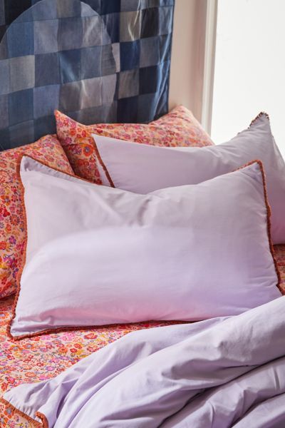 Urban Outfitters Breezy Cotton Percale Tassel Sham Set In Lavender At  In Purple