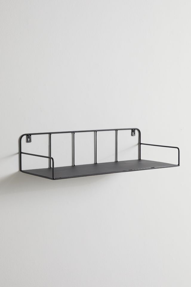 Curved Edge 24" Black Steel Floating Wall Shelf