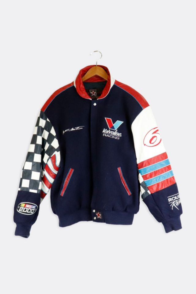 Vintage Nascar Valvoline Racing Wool And Leather Jacket | Urban Outfitters
