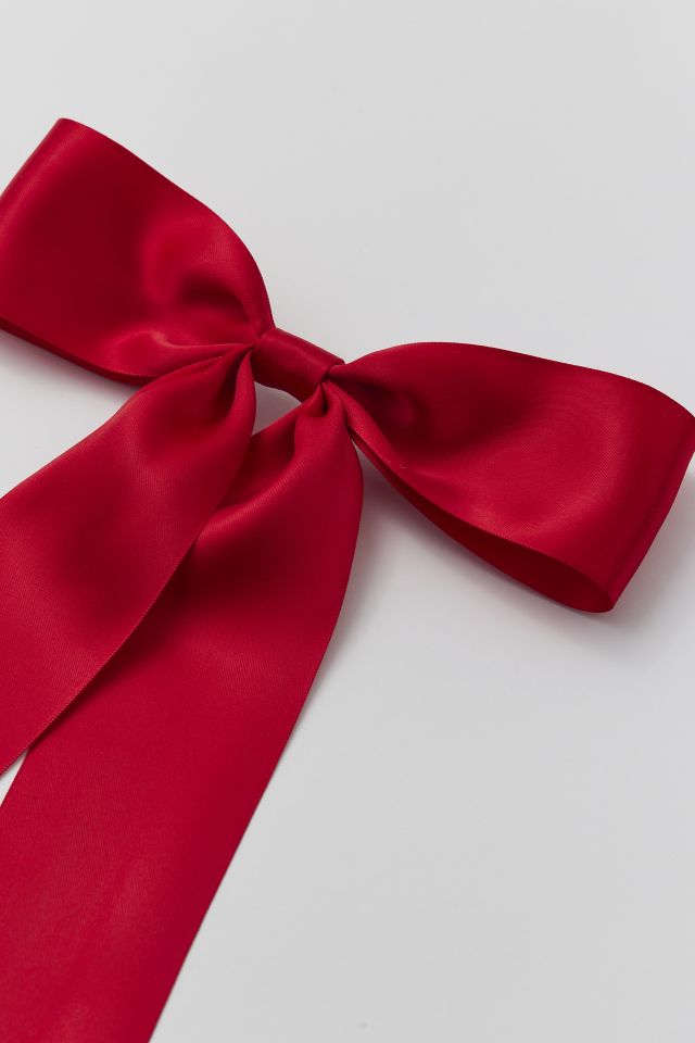 Red Matte Satin Ribbon Hair Bow Barrette, Bow Clip | Grace & Grandeur Micro  Alice Satin Bow