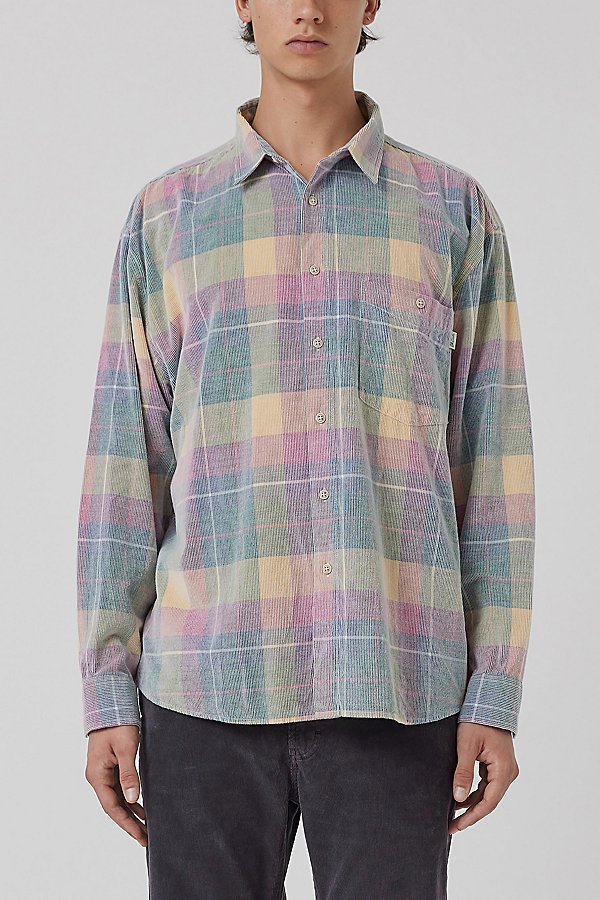 Barney Cools Cabin 2.0 Recycled Cotton Corduroy Plaid Shirt In Pastel Corduroy Plaid