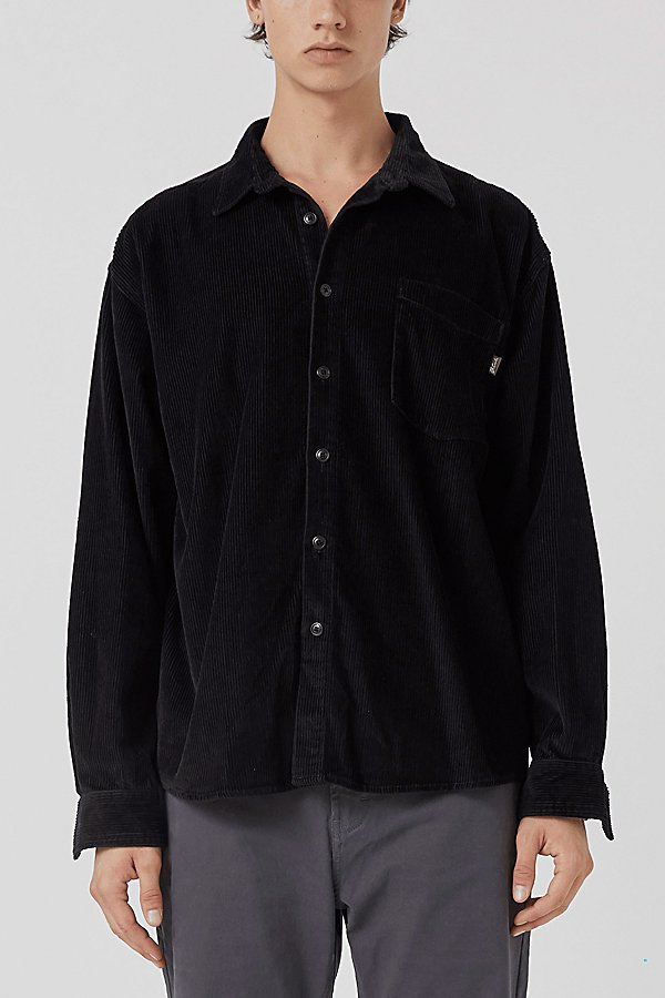 Barney Cools Cabin 2.0 Recycled Cotton Corduroy Shirt In Black