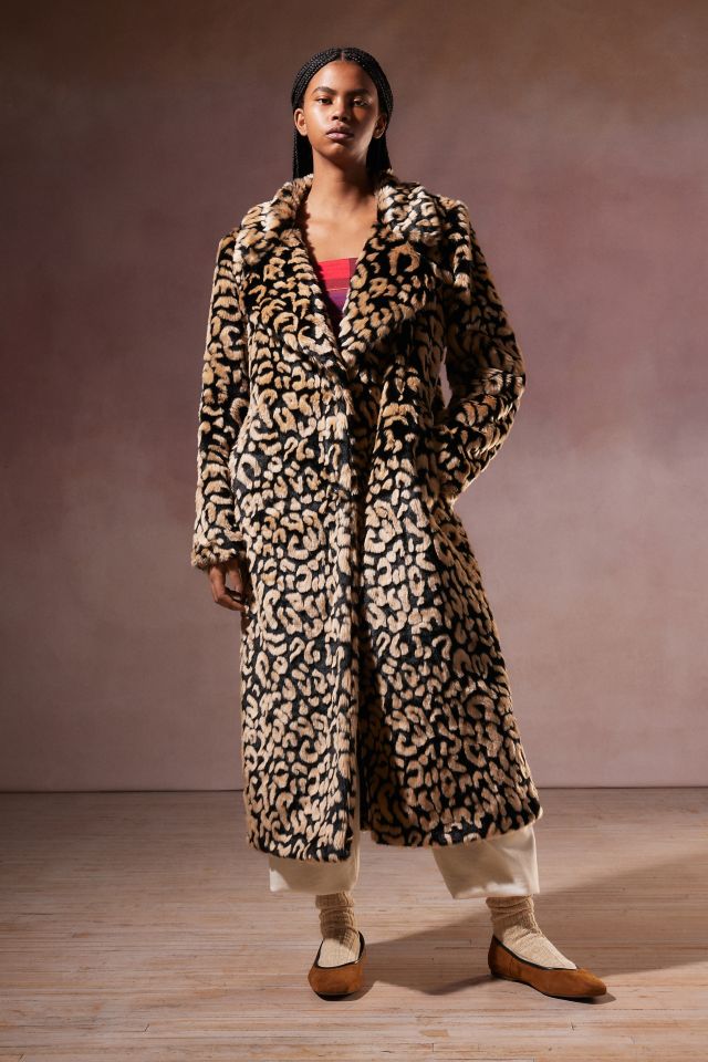 Patterned faux deals fur coat