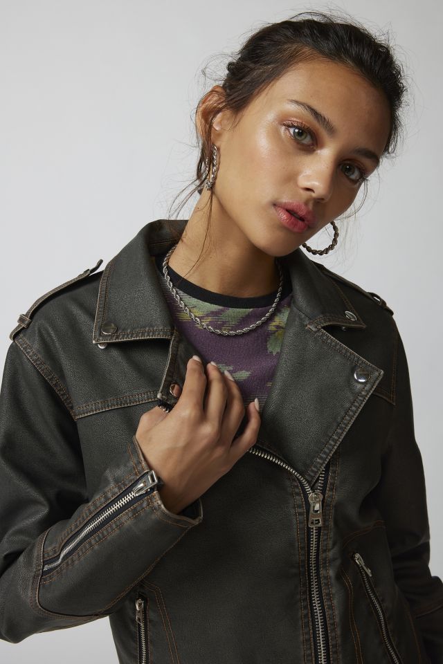 UO Geri Distressed Moto Jacket #4