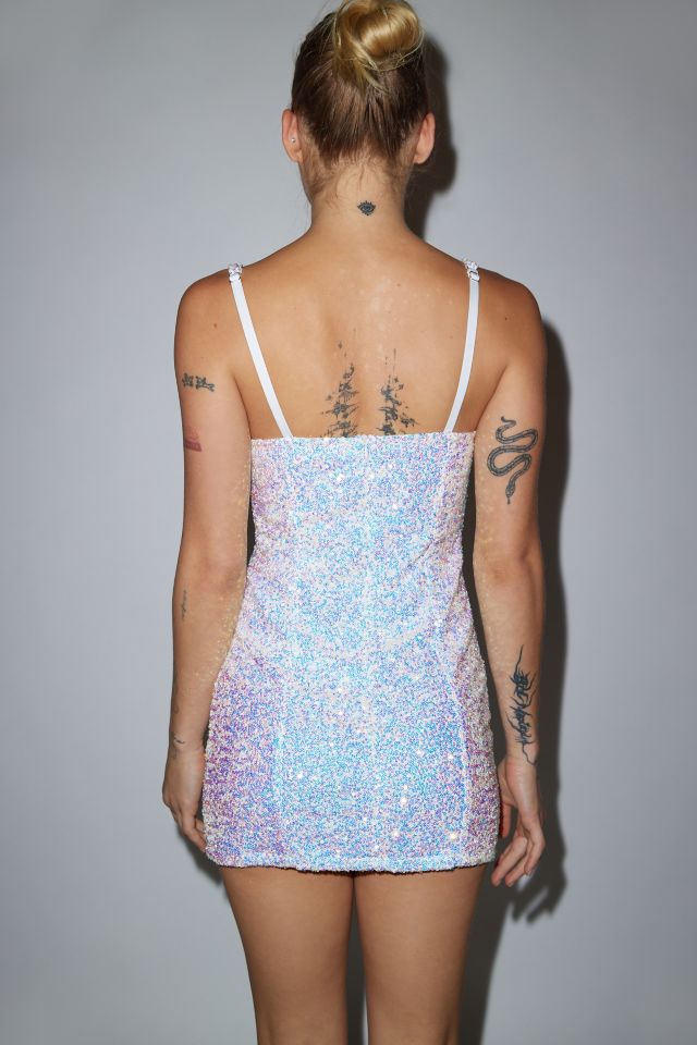 Glamorous Silver Sequin Mini Dress #3