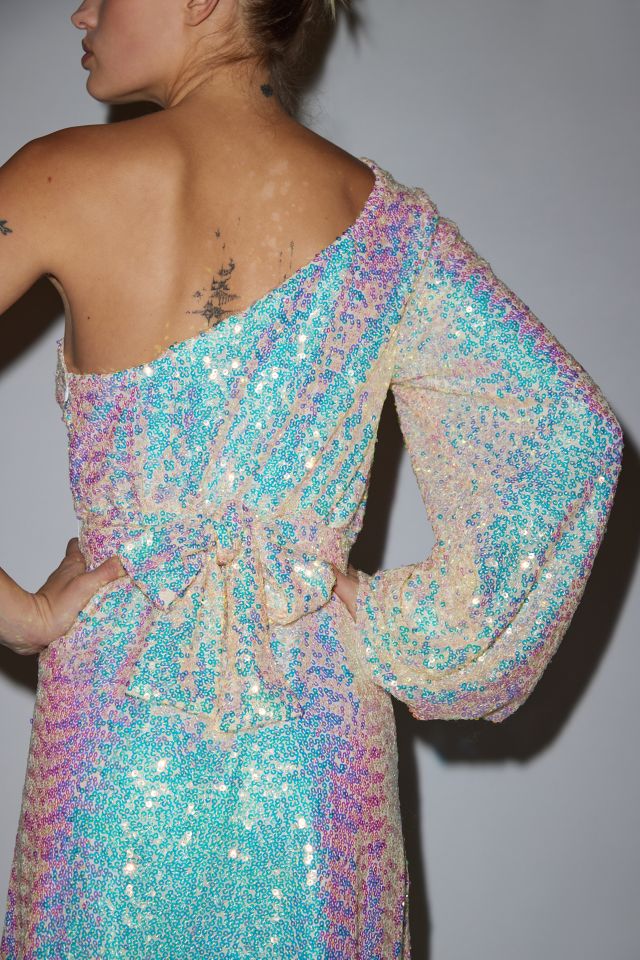 Glamorous Iridescent Sequin One Shoulder Mini Dress #1