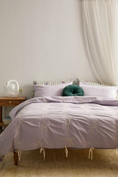 Lacey Bows Femme Embroidered Duvet Cover