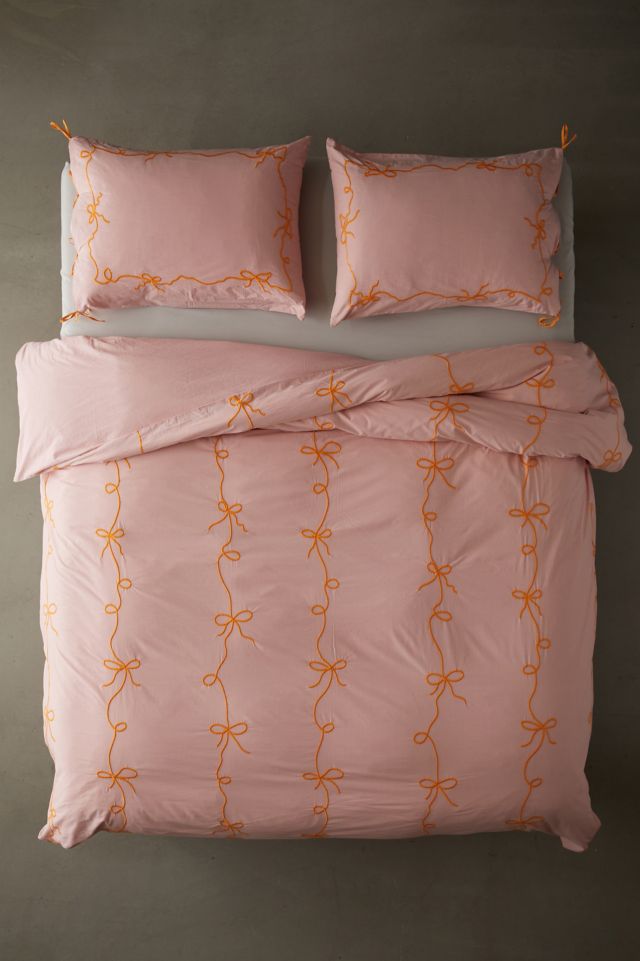 Lacey Bows Femme Embroidered Duvet Cover
