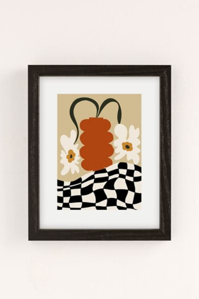 Shop Urban Outfitters Miho Vintage Matisse Floral Check Art Print In Black Wood Frame At