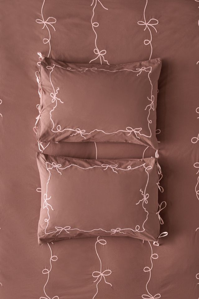 Lacey Bows Embroidered Sham Set #1