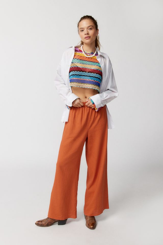 Urban Renewal Remnants Open Stitch Loose Knit Cropped Rainbow Sweater #3
