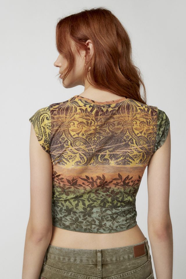 Urban Renewal Remnants Printed Mesh Cap Sleeve Tee #3