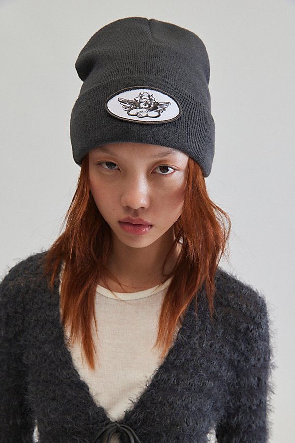 Boys Lie Logo Patch Beanie In Charcoal