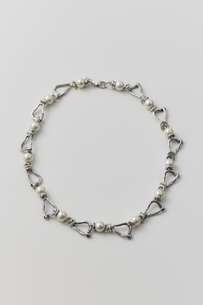 Urban Outfitters Corbin Pearl Chain Necklace In Silver, Men's At