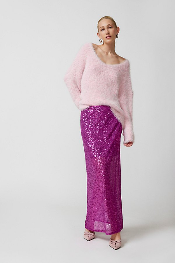 Urban Renewal Parties Remnants Sequin Maxi Skirt In Pink, Women's At Urban Outfitters