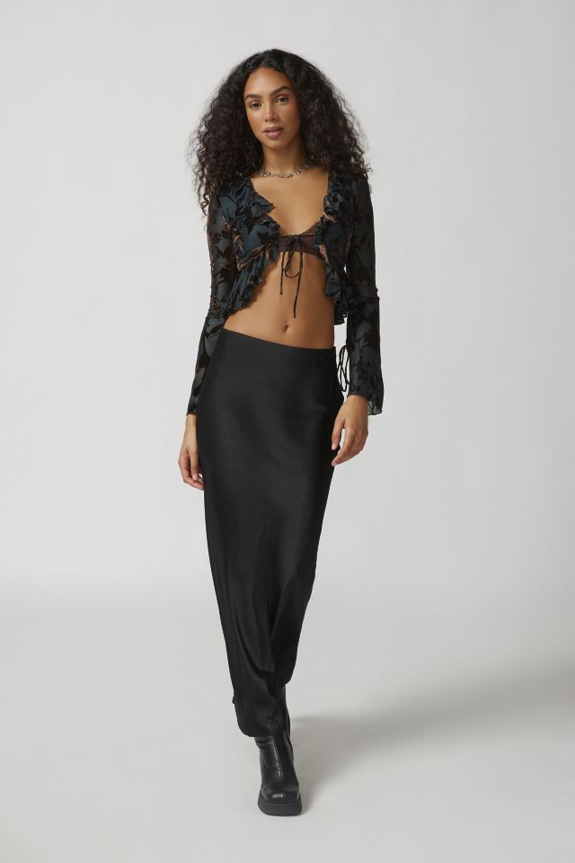 Kiss The Sky Velvet Tie-Front Top | Urban Outfitters