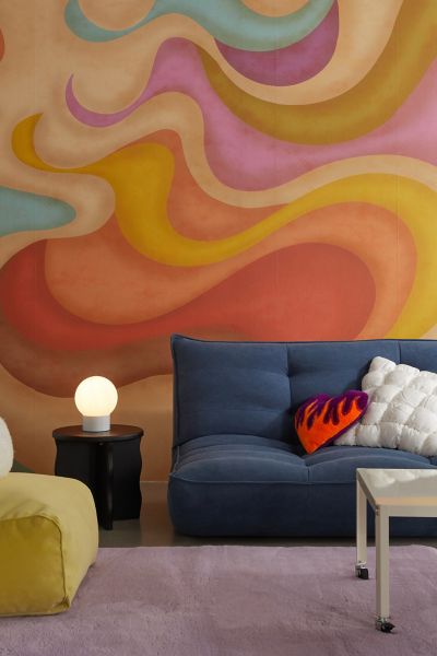 Shop Urban Outfitters Uo Home Silas Wave Removable Wall Mural In Assorted At