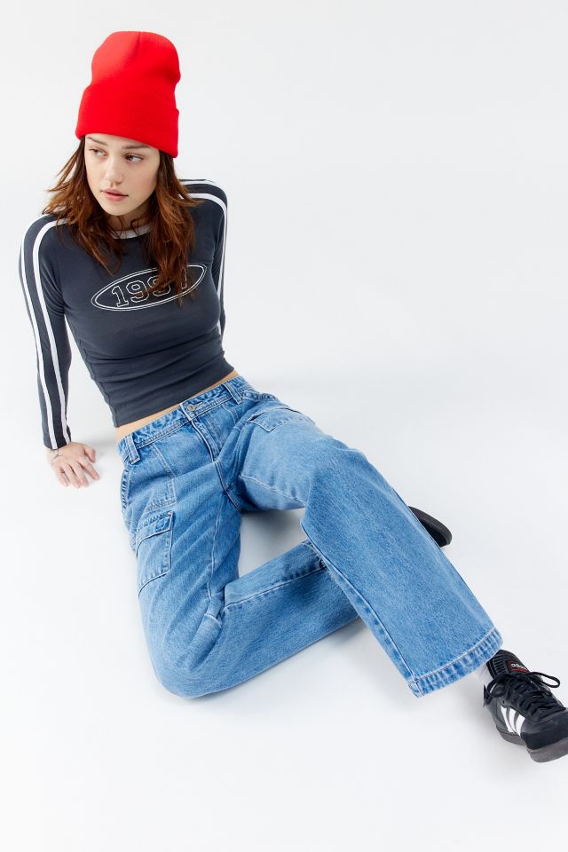 Baggy Cargo Jeans - Blue, Womens Denim