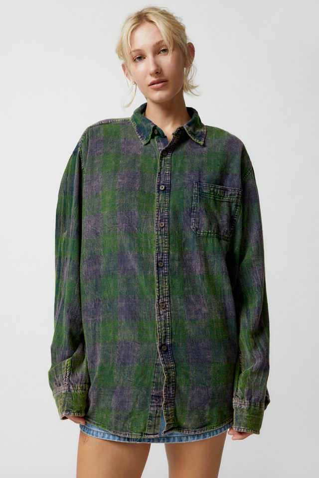 Urban Renewal Vintage Acid Wash Flannel Shirt Urban Outfitters