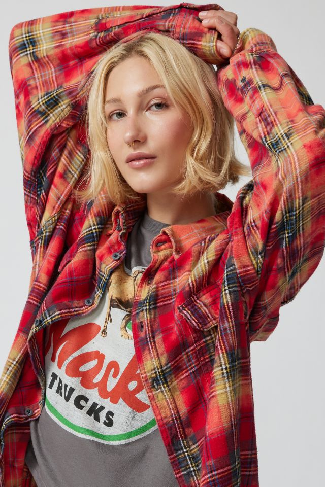 Urban Renewal Remade Uneven Bleached Flannel Shirt #3