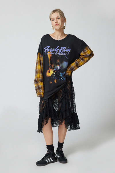 Urban Renewal Remade Flannel Sleeve Music Tee | Urban Outfitters