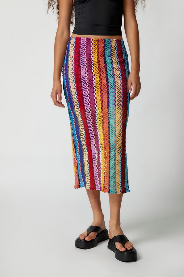 Urban Renewal Remnants Loose Knit Rainbow Skirt | Urban Outfitters