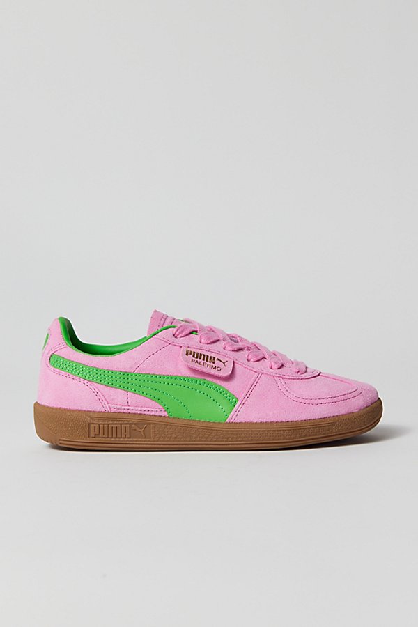 Puma Palermo Leather Sneaker In Pink Delight/green, Women's At Urban Outfitters In Pink Delight- Green-gum