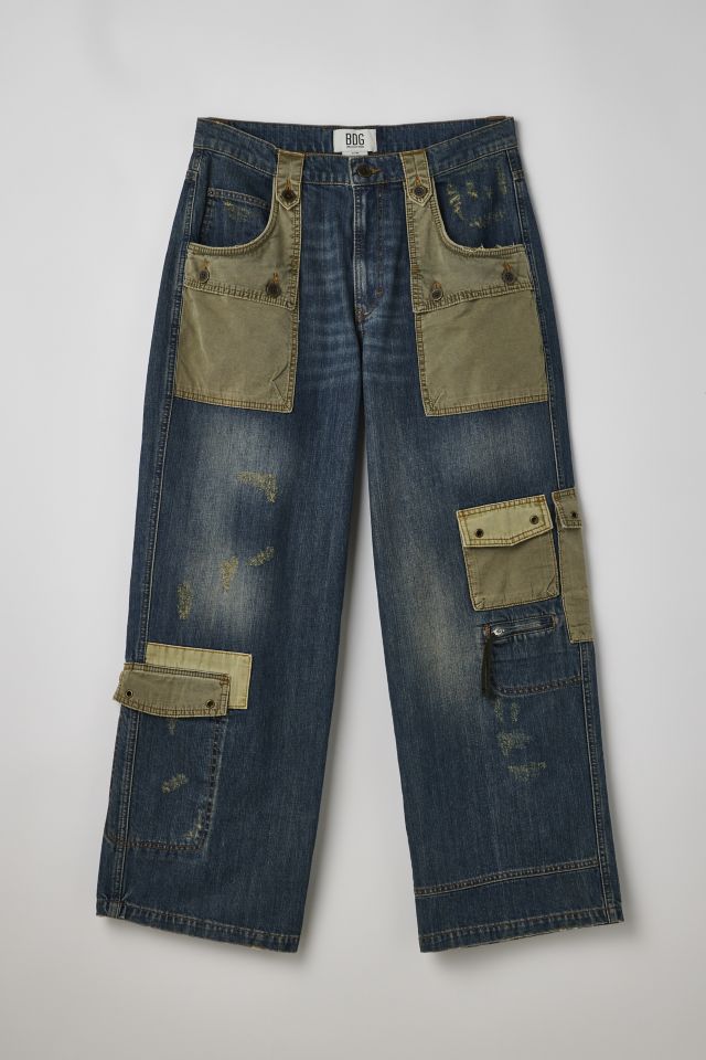 BDG Mixed Fabric Patchwork Cargo Jean #1