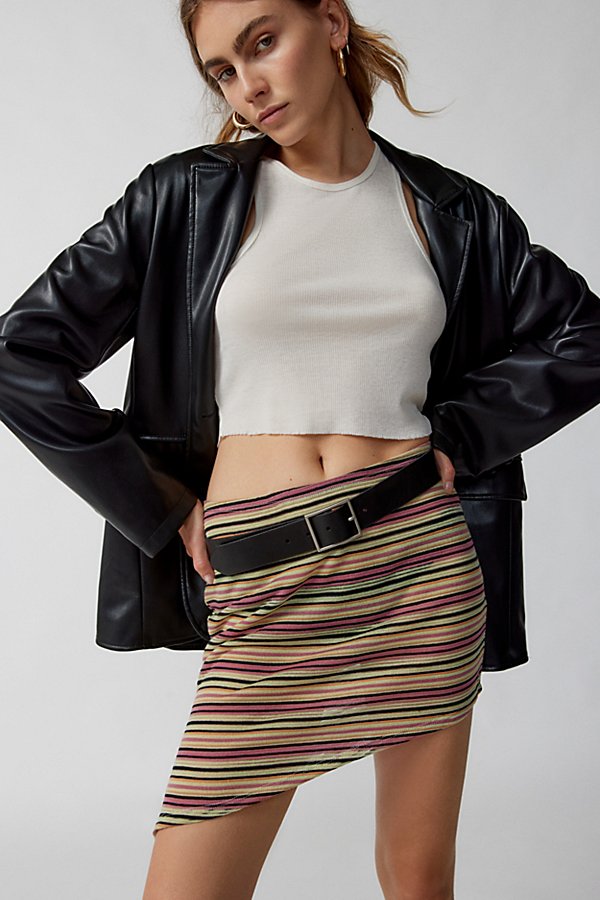 Urban Renewal Remnants Striped Asymmetric Hem Mini Skirt In Assorted
