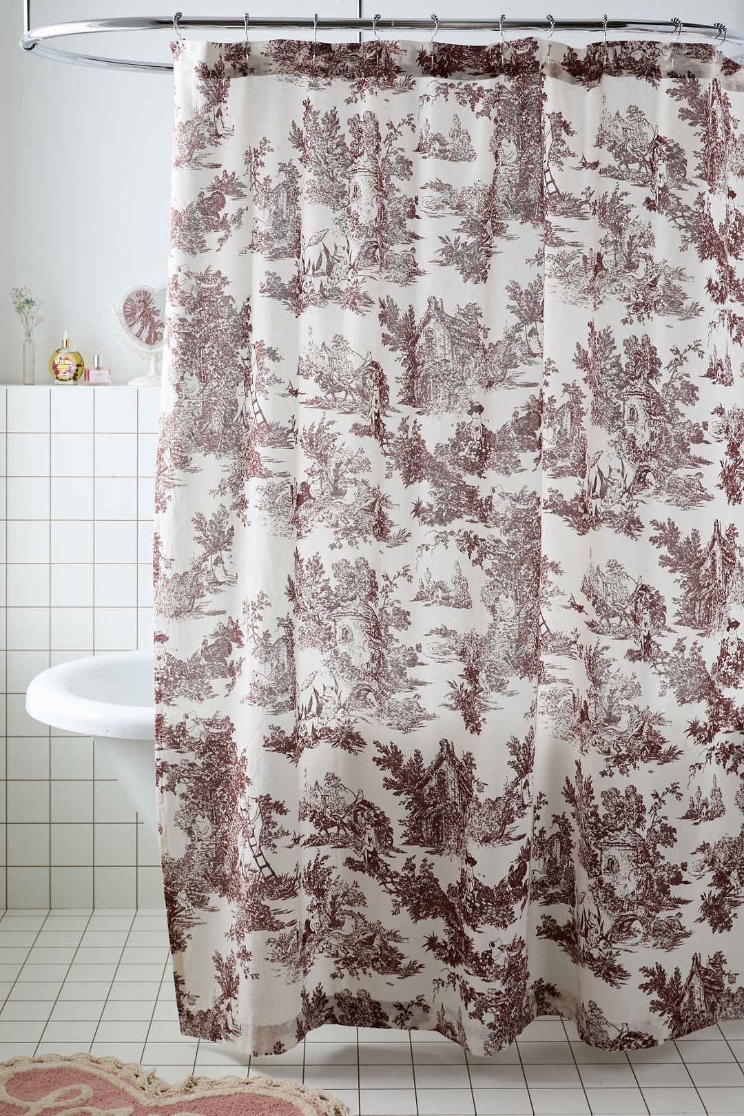 Frog Toile Patterned Shower Curtain - Chocolate, Regular, 72X72