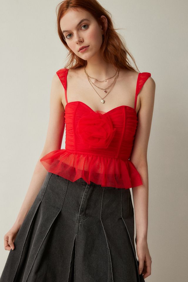 Out From Under Roseabel Tulle Rosette Corset  Urban Outfitters Singapore -  Clothing, Music, Home & Accessories