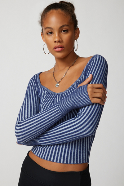 Urban Outfitters Uo Phoebe Sweetheart Neckline Sweater In Blue | ModeSens