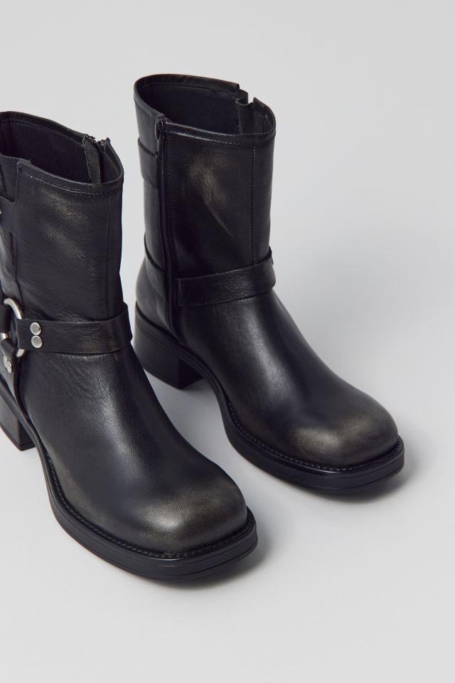 Womens black clearance leather moto boots