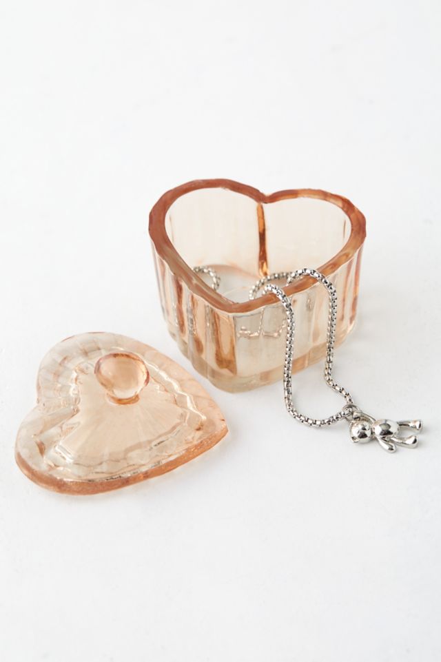 Mini Lidded Glass Heart Trinket Jar #4
