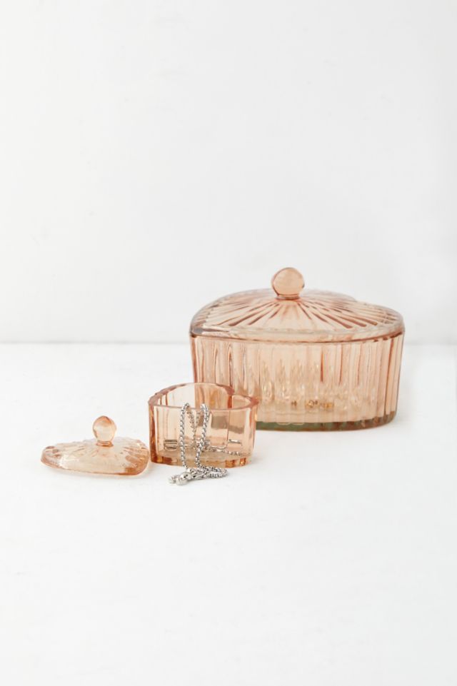 Mini Lidded Glass Heart Trinket Jar #5