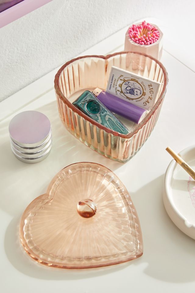 Lidded Glass Heart Trinket Jar #1