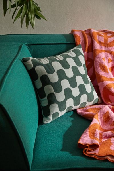 Shop Urban Outfitters Squiggle Throw Pillow In Green At