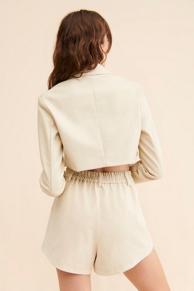 UO Kendall Faux Leather Cropped Blazer #1