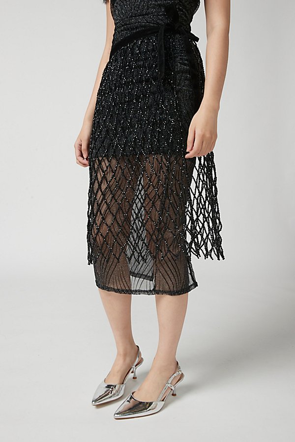 Urban Outfitters Beaded Midi Skirt In Black