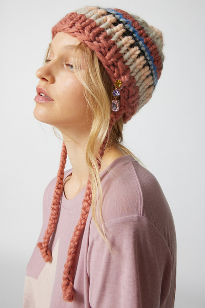 New Urban Outfitters Jaxon Mixed Knit Charm Beanie One Size Urban Outfitters Ellie Flames Fuzzy Knit | Mercari main image 2