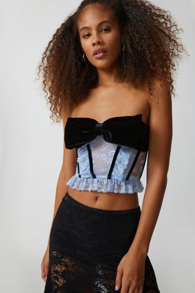 Out From Under Roseabel Tulle Rosette Corset  Urban Outfitters Singapore -  Clothing, Music, Home & Accessories