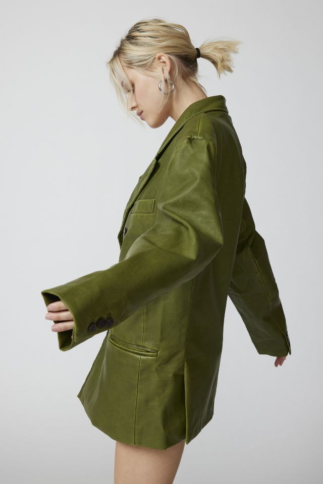 ジャケット House of Sunny Secret Garden Leather Blazer Green VOL2209 House Of Sunny The Secret Garden Faux Leather Blazer | Urban
