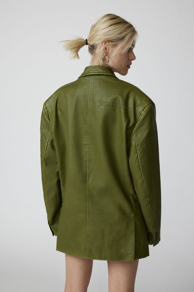 ジャケット House of Sunny Secret Garden Leather Blazer Green VOL2209 House Of Sunny The Secret Garden Faux Leather Blazer | Urban