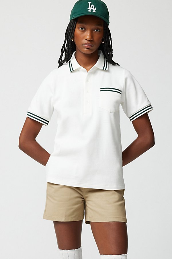 THE UPSIDE HILL POLO SHIRT TOP IN WHITE, WOMEN'S AT URBAN OUTFITTERS