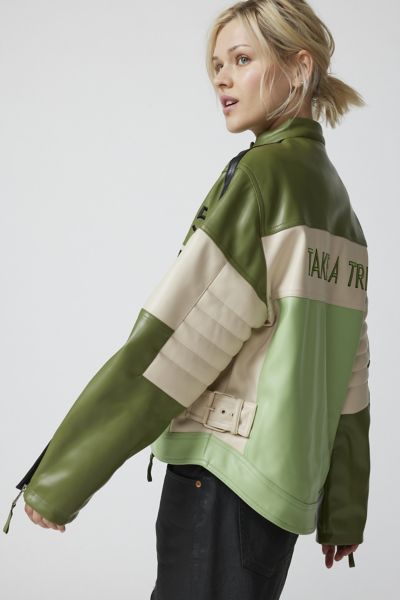 House Of Sunny The Racer Moto Jacket In Green, Women's At Urban Outfitters