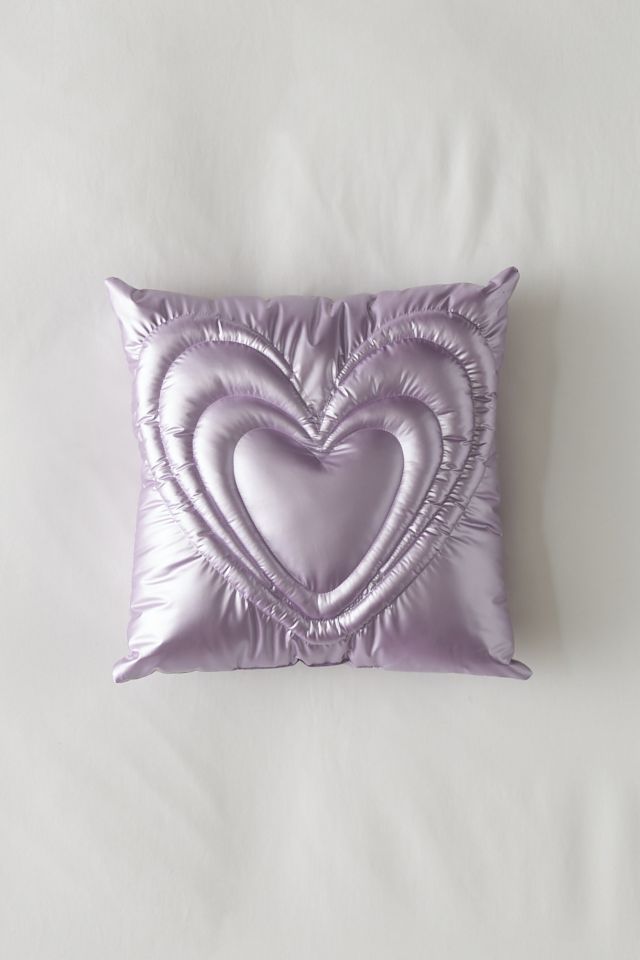 Metallic Puffer Heart Throw Pillow #1