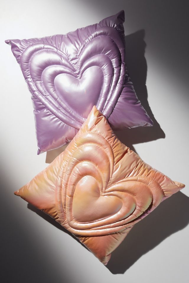 Metallic Puffer Heart Throw Pillow #4